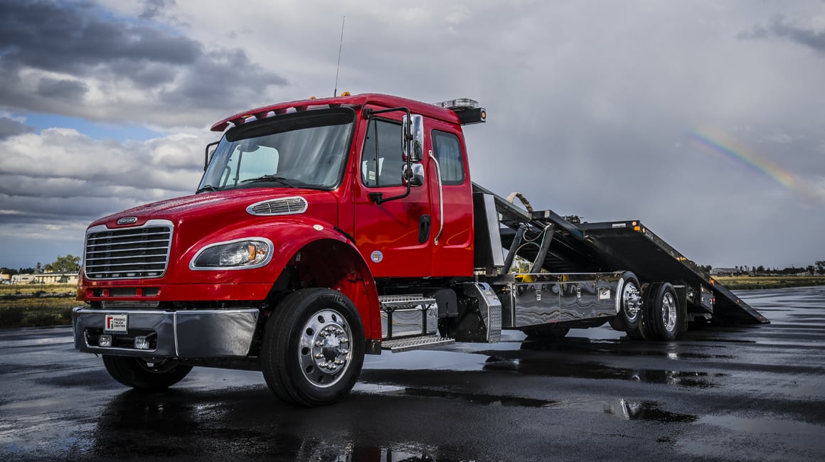 Tow truck providing roadside assistance in Lancaster, Ohio